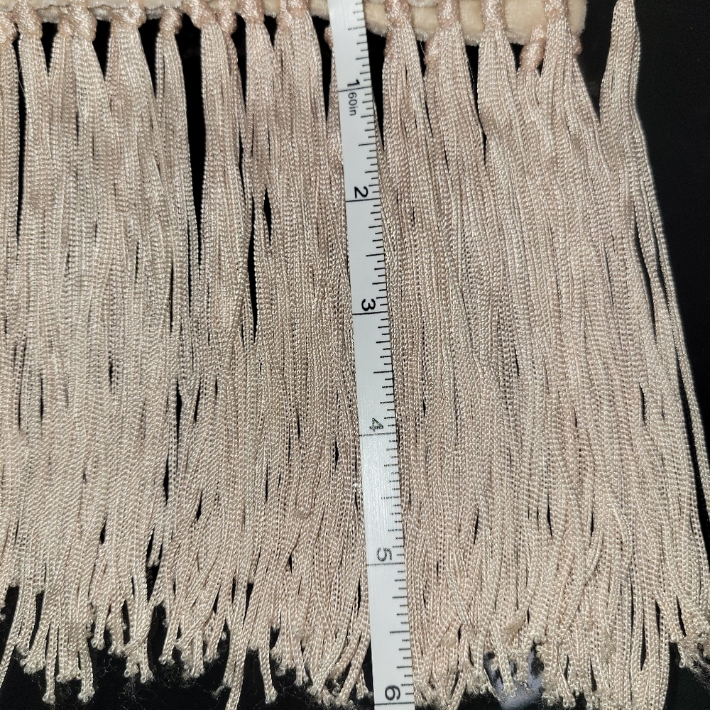 Elegant Cejon Light Peach Beaded Fringe Scarf - Picture 8 of 8